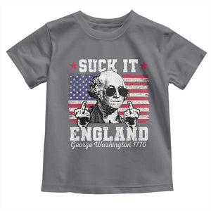 Funny 4th of July George Washington Toddler T Shirt Suck It England 1776 TS10 Charcoal Print Your Wear