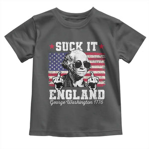 Funny 4th of July George Washington Toddler T Shirt Suck It England 1776 TS10 Dark Heather Print Your Wear