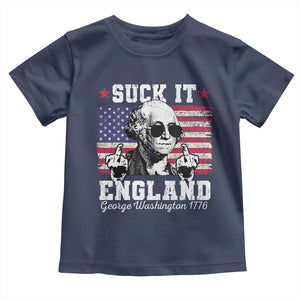 Funny 4th of July George Washington Toddler T Shirt Suck It England 1776 TS10 Navy Print Your Wear
