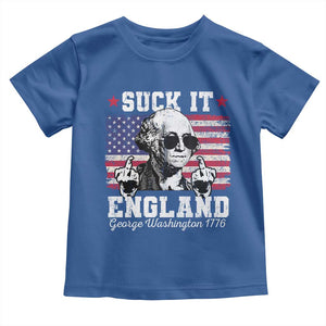 Funny 4th of July George Washington Toddler T Shirt Suck It England 1776 TS10 Royal Blue Print Your Wear