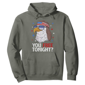Funny 4th of July Hoodie Patriotic Bald Eagle You Free Tonight TS10 Military Green Print Your Wear