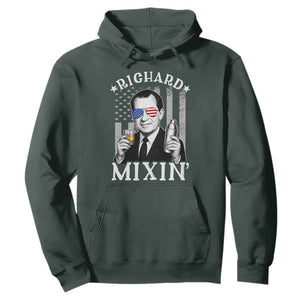 Funny 4th of July Hoodie Richard Mixin Patriotic Nixon Bartender American Flag TS10 Dark Forest Green Print Your Wear