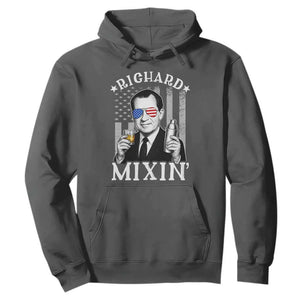 Funny 4th of July Hoodie Richard Mixin Patriotic Nixon Bartender American Flag TS10 Dark Heather Print Your Wear