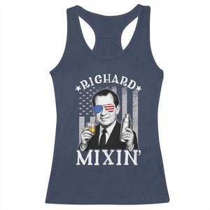 Funny 4th of July Racerback Tank Top Richard Mixin Patriotic Nixon Bartender American Flag TS10 Navy Print Your Wear