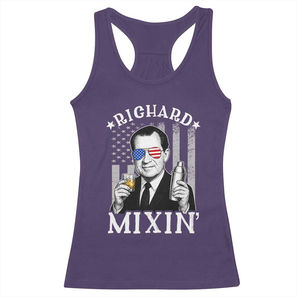 Funny 4th of July Racerback Tank Top Richard Mixin Patriotic Nixon Bartender American Flag TS10 Purple Print Your Wear