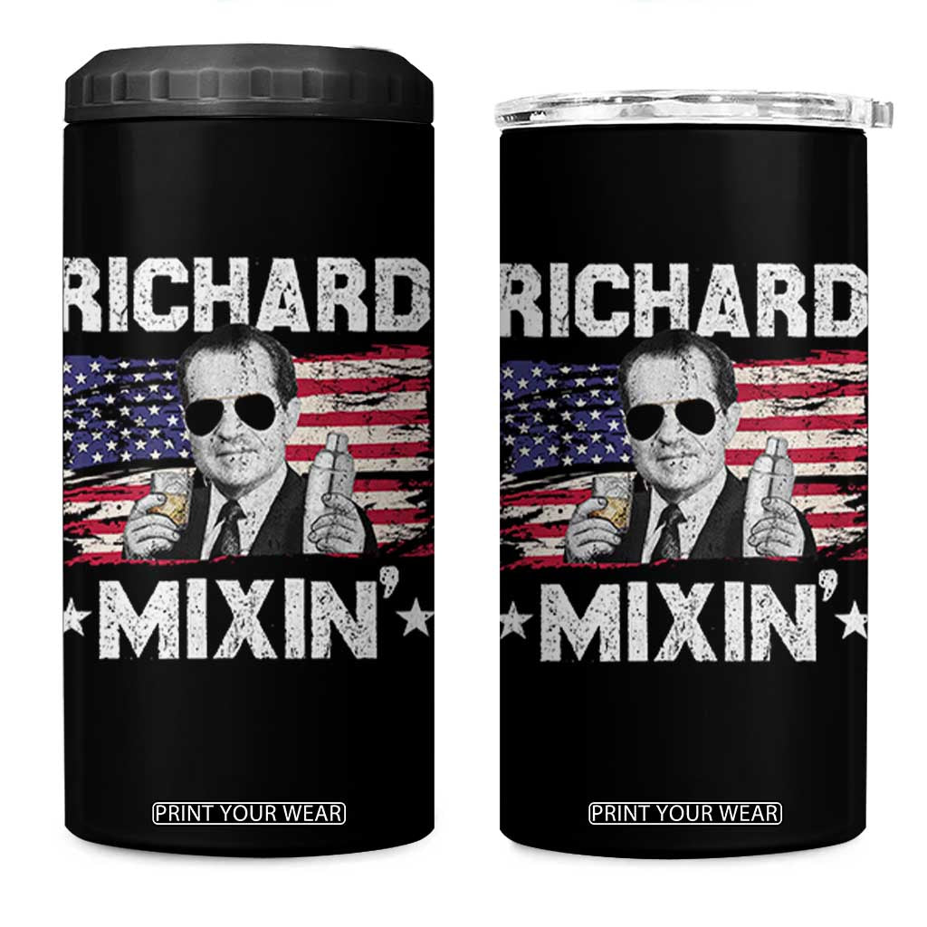 Funny 4th of July Richard Nixon Mixin 4 in 1 Can Cooler Tumbler Patriotic Bartender American Flag TS10 One Size: 16 oz Black Print Your Wear
