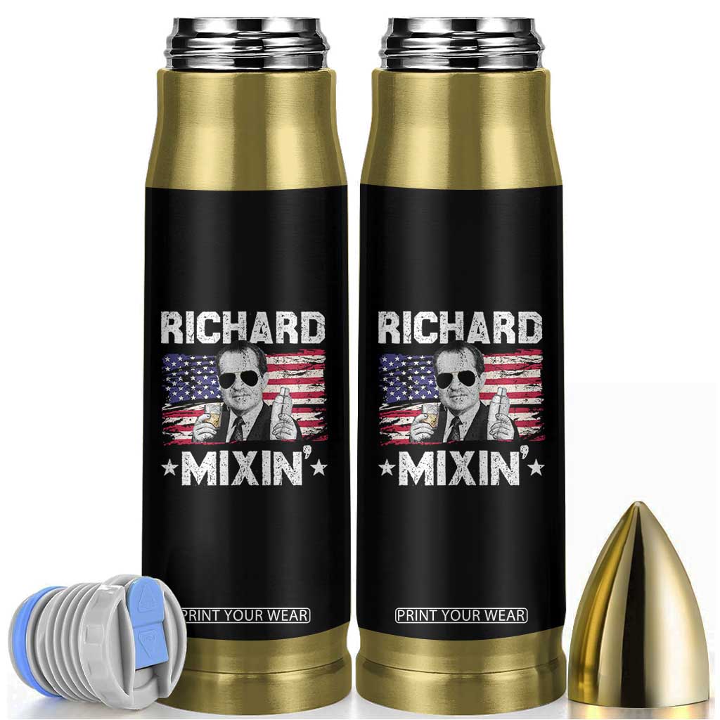 Funny 4th of July Richard Nixon Mixin Bullet Tumbler Patriotic Bartender American Flag TS10 Black Print Your Wear
