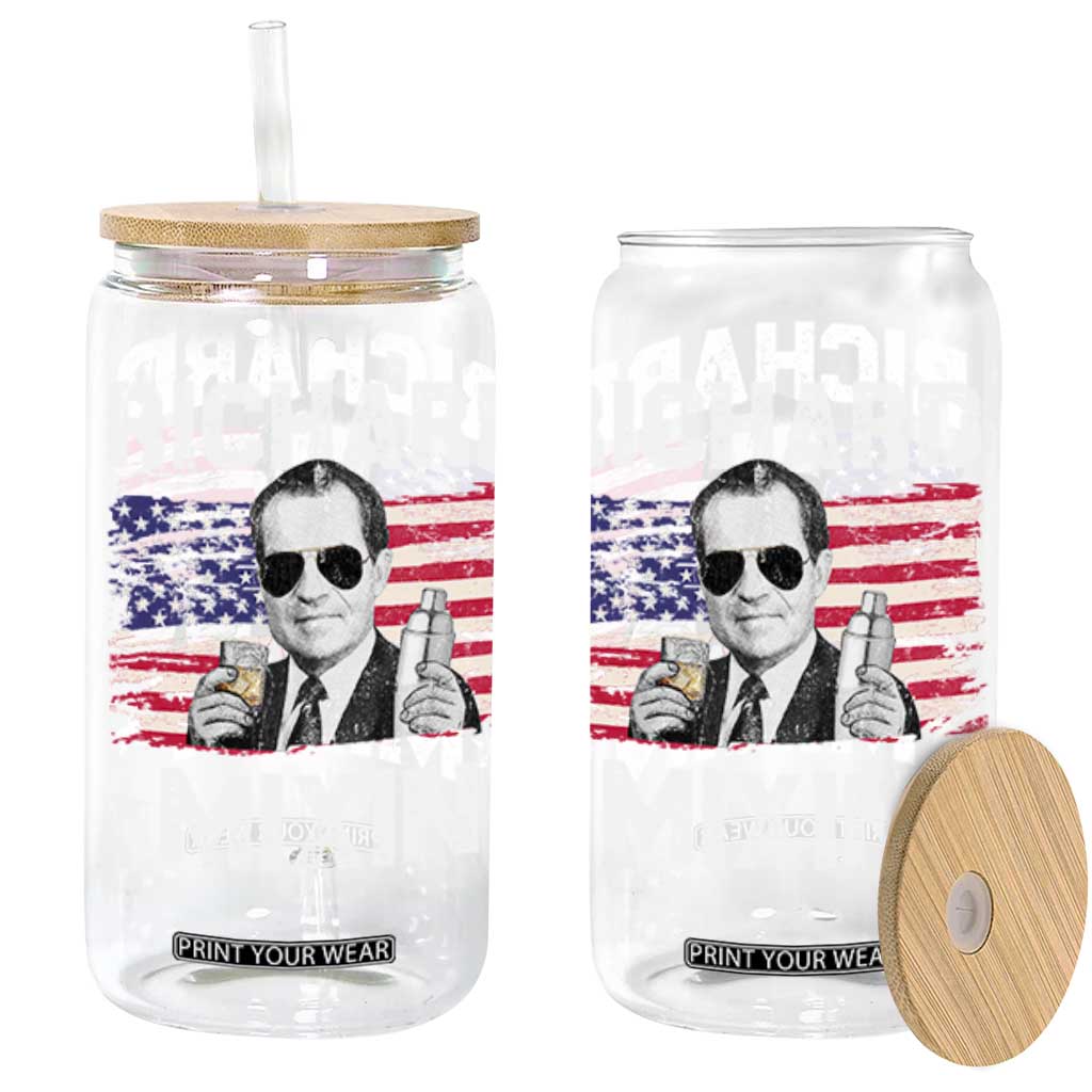 Funny 4th of July Richard Nixon Mixin Glass Can Patriotic Bartender American Flag TS10 Black Print Your Wear