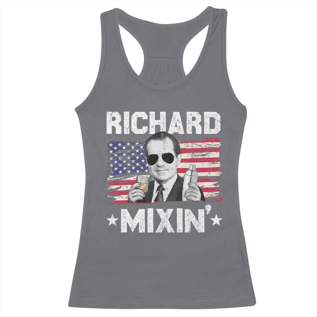Funny 4th of July Richard Nixon Mixin Racerback Tank Top Patriotic Bartender American Flag TS10 Charcoal Print Your Wear