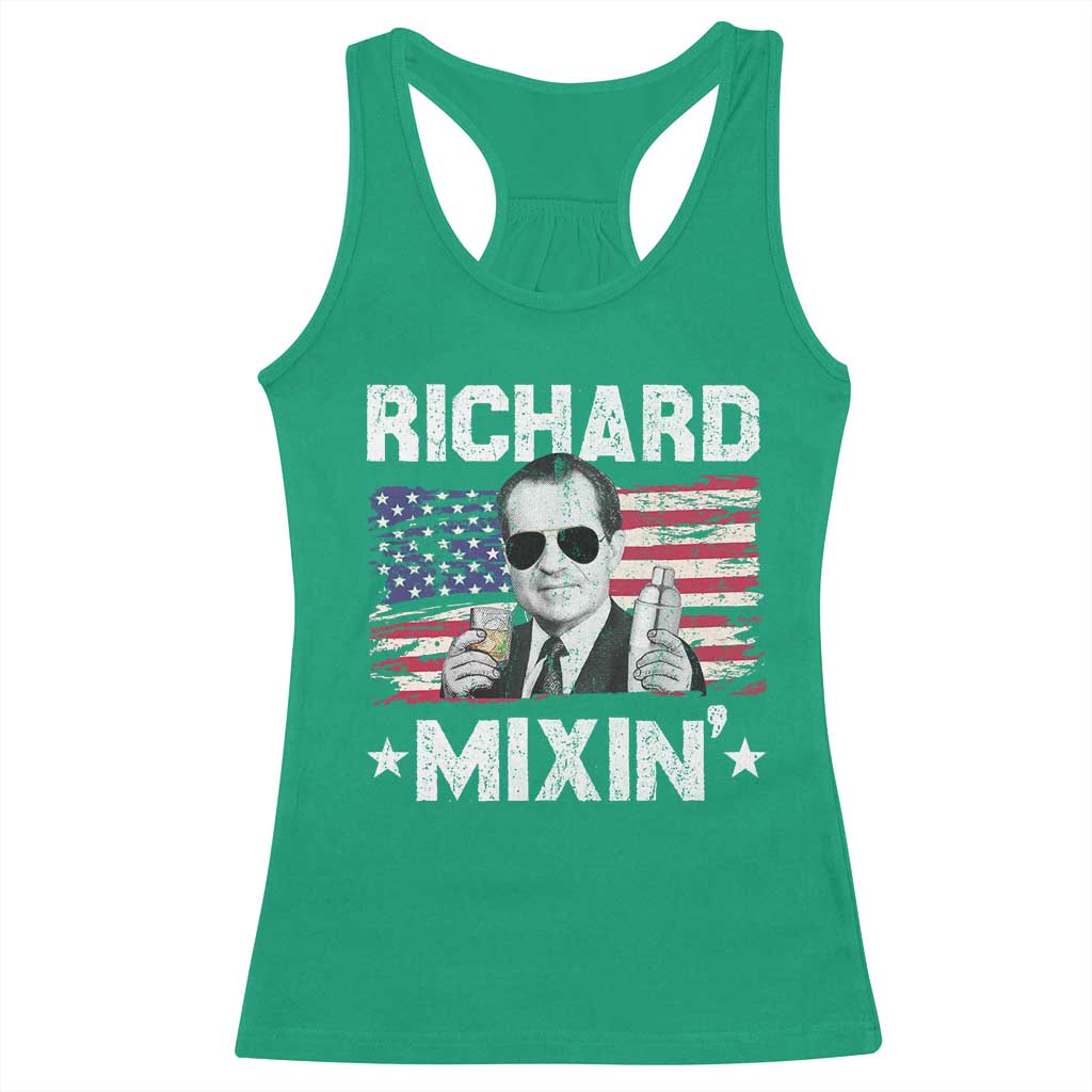 Funny 4th of July Richard Nixon Mixin Racerback Tank Top Patriotic Bartender American Flag TS10 Irish Green Print Your Wear
