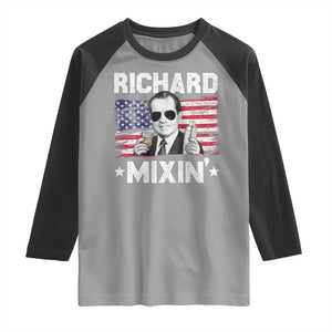 Funny 4th of July Richard Nixon Mixin Raglan Shirt Patriotic Bartender American Flag TS10 Sport Gray Black Print Your Wear