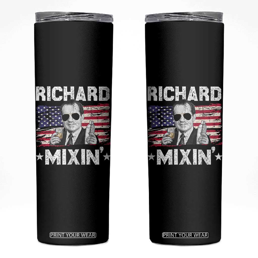 Funny 4th of July Richard Nixon Mixin Skinny Tumbler Patriotic Bartender American Flag TS10 Black Print Your Wear