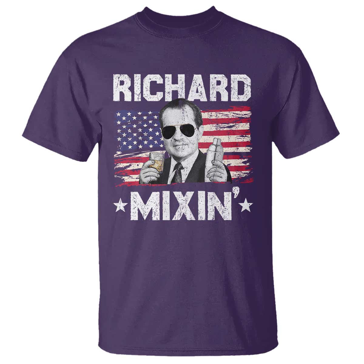 Funny 4th of July Richard Nixon Mixin T Shirt Patriotic Bartender American Flag TS10 Purple Print Your Wear