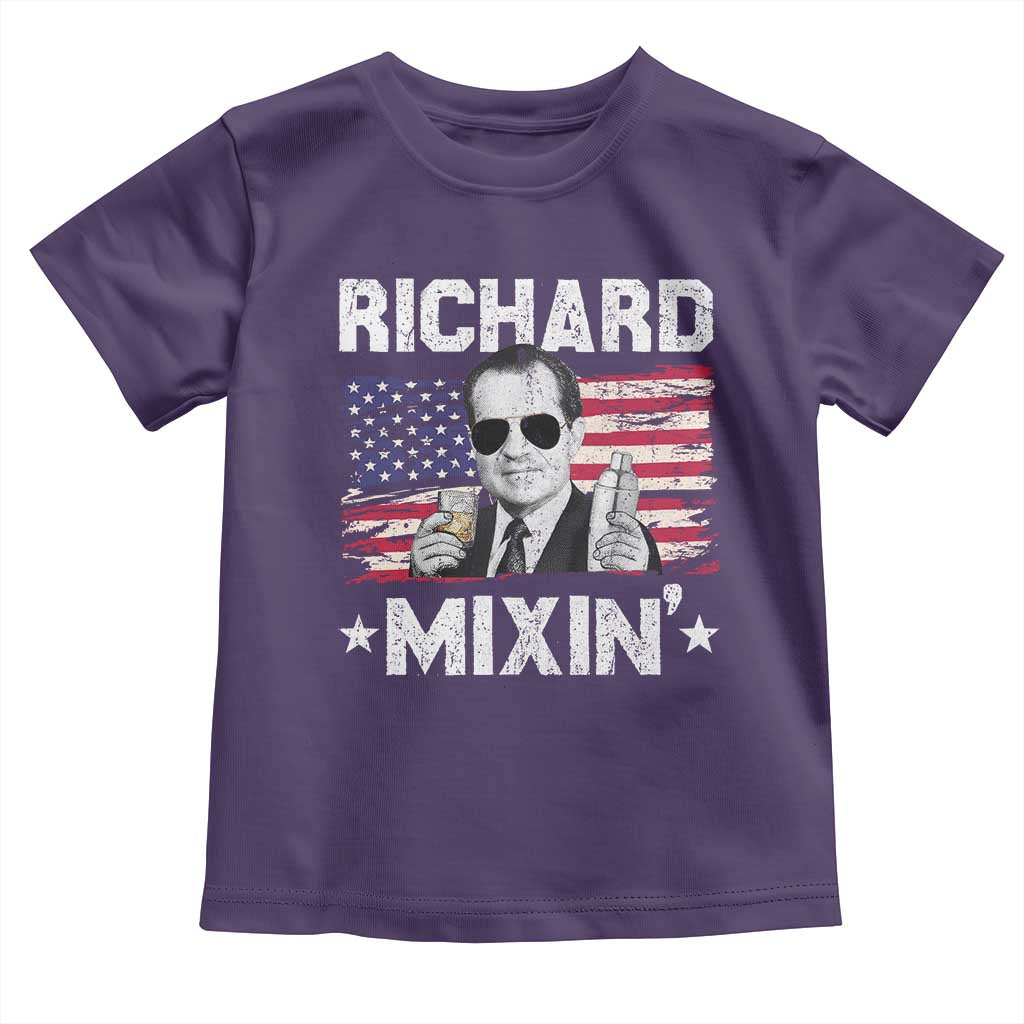 Funny 4th of July Richard Nixon Mixin Toddler T Shirt Patriotic Bartender American Flag TS10 Purple Print Your Wear