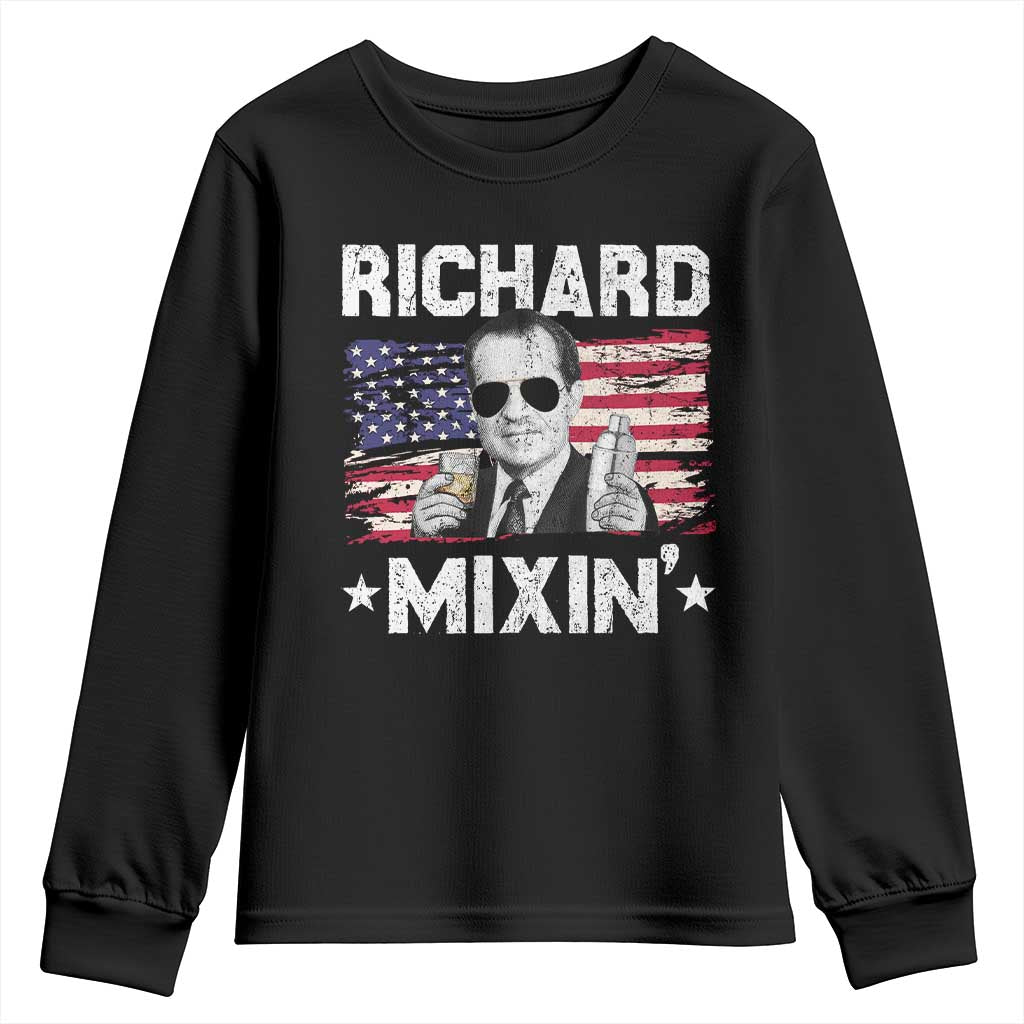 Funny 4th of July Richard Nixon Mixin Youth Sweatshirt Patriotic Bartender American Flag TS10 Black Print Your Wear