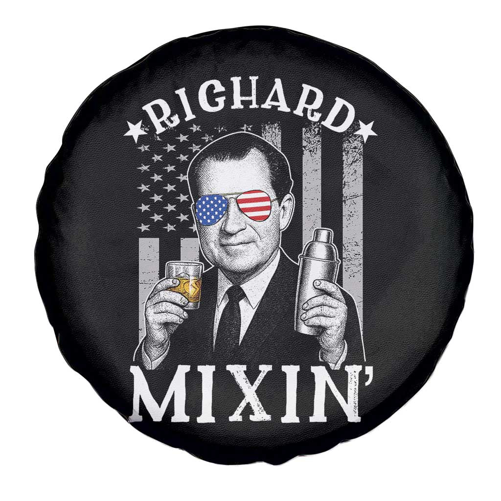 Funny 4th of July Spare Tire Cover Richard Mixin Patriotic Nixon Bartender American Flag TS10 Print Your Wear