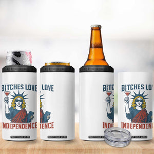 Funny 4th of July Statue of Liberty Cocktail 4 in 1 Can Cooler Tumbler Retro Bitches Love Independence TS02 Print Your Wear
