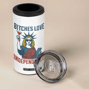 Funny 4th of July Statue of Liberty Cocktail 4 in 1 Can Cooler Tumbler Retro Bitches Love Independence TS02 Print Your Wear