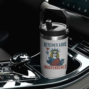 Funny 4th of July Statue of Liberty Cocktail Flip Straw Tumbler Retro Bitches Love Independence TS02 Print Your Wear