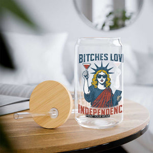 Funny 4th of July Statue of Liberty Cocktail Glass Can Retro Bitches Love Independence TS02 Print Your Wear