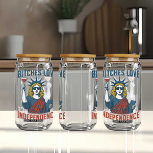 Funny 4th of July Statue of Liberty Cocktail Glass Can Retro Bitches Love Independence TS02 Print Your Wear