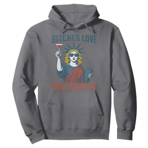 Funny 4th of July Statue of Liberty Cocktail Hoodie Retro Bitches Love Independence TS02 Charcoal Print Your Wear