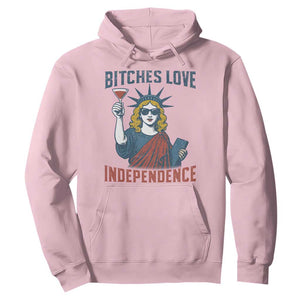 Funny 4th of July Statue of Liberty Cocktail Hoodie Retro Bitches Love Independence TS02 Light Pink Print Your Wear
