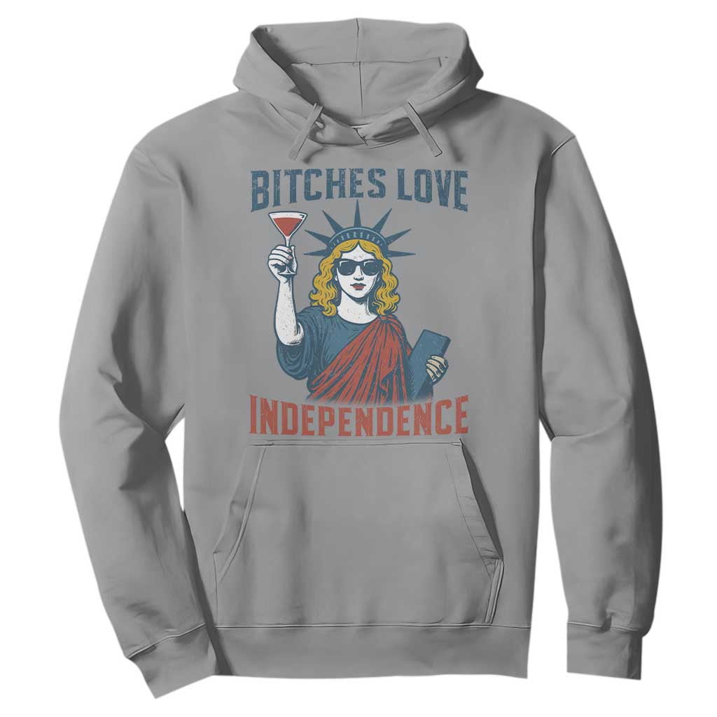 Funny 4th of July Statue of Liberty Cocktail Hoodie Retro Bitches Love Independence TS02 Sport Gray Print Your Wear