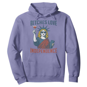 Funny 4th of July Statue of Liberty Cocktail Hoodie Retro Bitches Love Independence TS02 Violet Print Your Wear