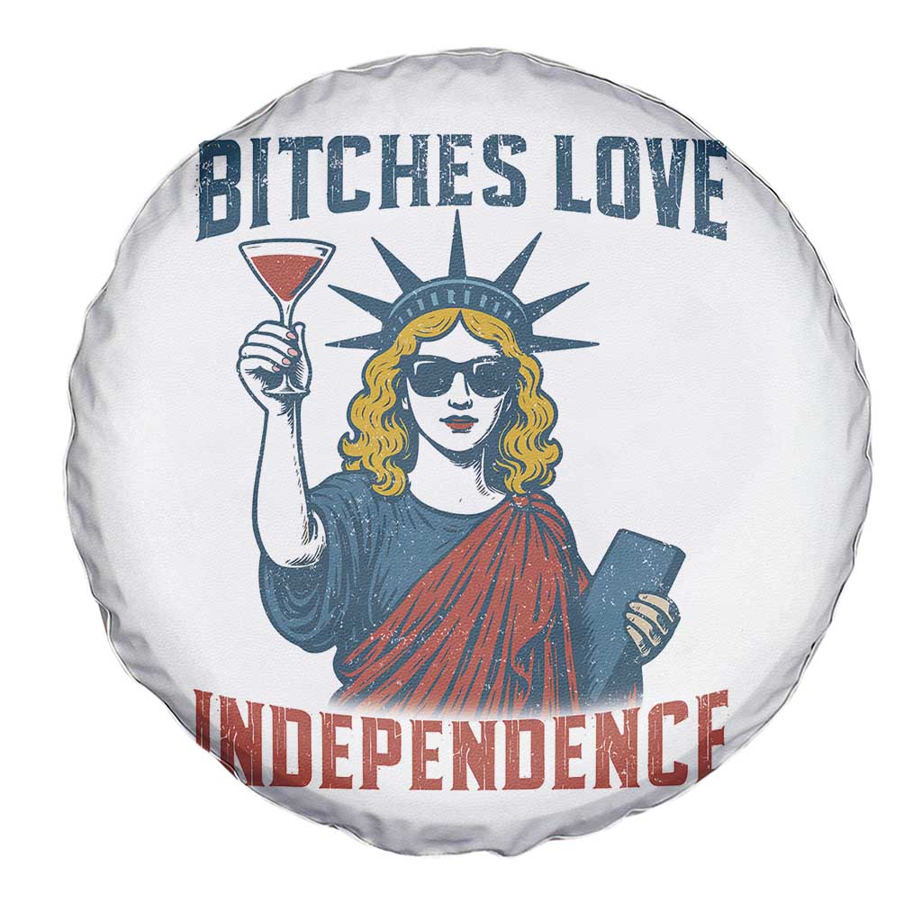 Funny 4th of July Statue of Liberty Cocktail Spare Tire Cover Retro Bitches Love Independence TS02 Print Your Wear