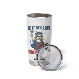 Funny 4th of July Statue of Liberty Cocktail Tumbler Cup Retro Bitches Love Independence TS02 Print Your Wear