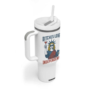 Funny 4th of July Statue of Liberty Cocktail Tumbler With Handle Retro Bitches Love Independence TS02 Print Your Wear