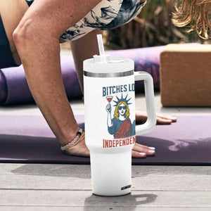 Funny 4th of July Statue of Liberty Cocktail Tumbler With Handle Retro Bitches Love Independence TS02 Print Your Wear