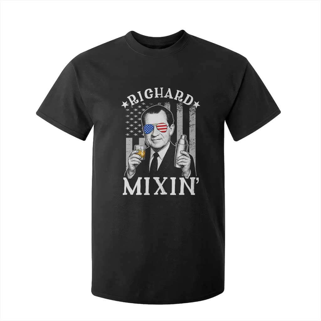 Funny 4th of July T Shirt For Kid Richard Mixin Patriotic Nixon Bartender American Flag TS10 Black Print Your Wear