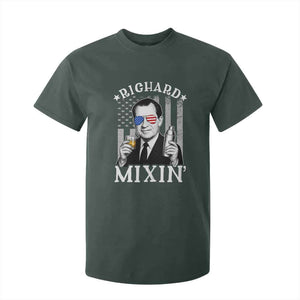 Funny 4th of July T Shirt For Kid Richard Mixin Patriotic Nixon Bartender American Flag TS10 Dark Forest Green Print Your Wear