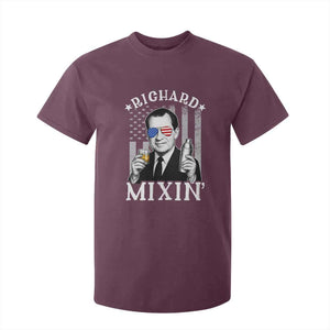 Funny 4th of July T Shirt For Kid Richard Mixin Patriotic Nixon Bartender American Flag TS10 Maroon Print Your Wear