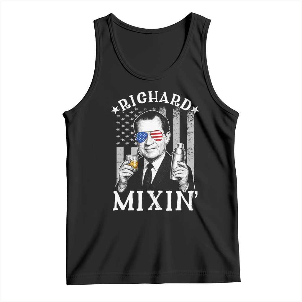 Funny 4th of July Tank Top Richard Mixin Patriotic Nixon Bartender American Flag TS10 Black Print Your Wear