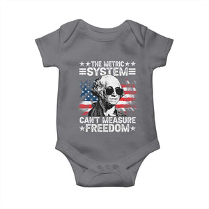 Funny 4th of July The Metric System Can't Measure Freedom Baby Onesie George Washington American Flag TS10 Charcoal Print Your Wear