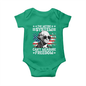 Funny 4th of July The Metric System Can't Measure Freedom Baby Onesie George Washington American Flag TS10 Irish Green Print Your Wear