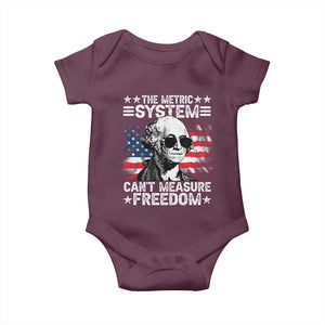 Funny 4th of July The Metric System Can't Measure Freedom Baby Onesie George Washington American Flag TS10 Maroon Print Your Wear