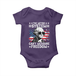 Funny 4th of July The Metric System Can't Measure Freedom Baby Onesie George Washington American Flag TS10 Purple Print Your Wear