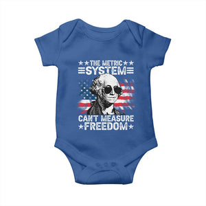 Funny 4th of July The Metric System Can't Measure Freedom Baby Onesie George Washington American Flag TS10 Royal Blue Print Your Wear