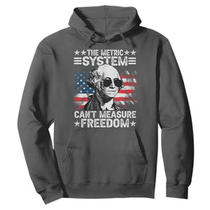 Funny 4th of July The Metric System Can't Measure Freedom Hoodie George Washington American Flag TS10 Dark Heather Print Your Wear