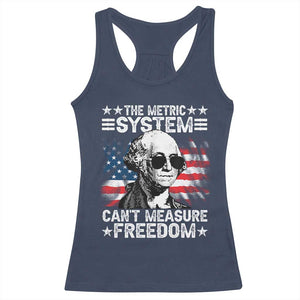 Funny 4th of July The Metric System Can't Measure Freedom Racerback Tank Top George Washington American Flag TS10 Navy Print Your Wear