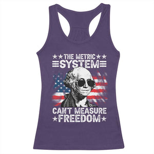 Funny 4th of July The Metric System Can't Measure Freedom Racerback Tank Top George Washington American Flag TS10 Purple Print Your Wear