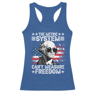 Funny 4th of July The Metric System Can't Measure Freedom Racerback Tank Top George Washington American Flag TS10 Royal Blue Print Your Wear