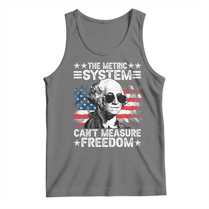 Funny 4th of July The Metric System Can't Measure Freedom Tank Top George Washington American Flag TS10 Black Heather Print Your Wear