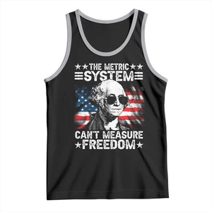 Funny 4th of July The Metric System Can't Measure Freedom Tank Top George Washington American Flag TS10 Black Athletic Heather Print Your Wear