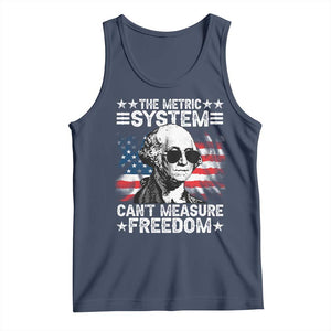 Funny 4th of July The Metric System Can't Measure Freedom Tank Top George Washington American Flag TS10 Navy Print Your Wear