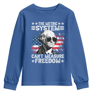 Funny 4th of July The Metric System Can't Measure Freedom Youth Sweatshirt George Washington American Flag TS10 Royal Blue Print Your Wear